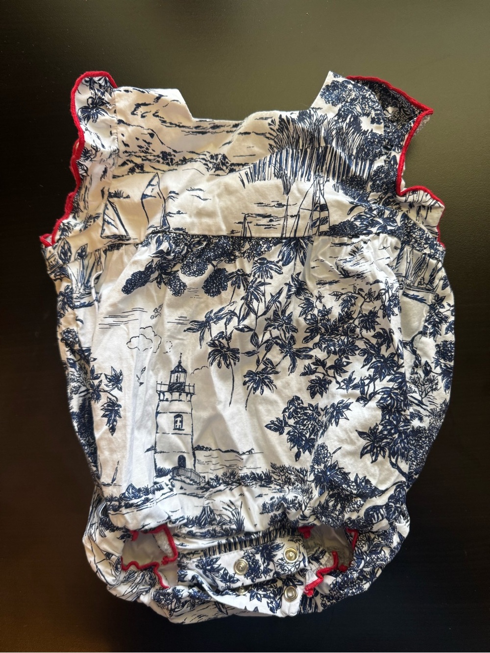 Adorable Vineyard Vines Lighthouse bubble romper & Romper with Red Trim 3-6mo